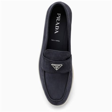 prada blue suede loafers